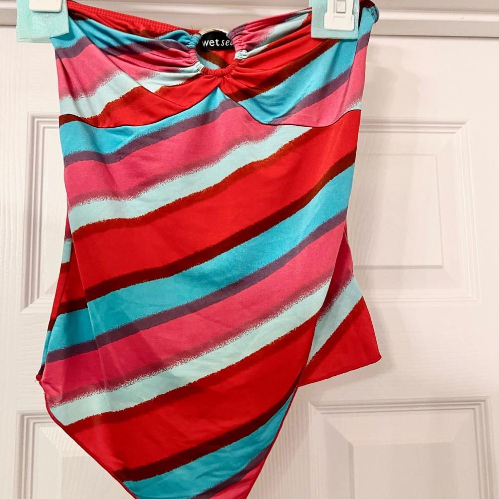Wet Seal Y2K Satin-like Striped Color Block Sleeveless Tank